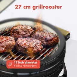 KitchenBrothers Kamado BBQ - 13 Inch Houtskool Barbecue - 27⌀ cm - PFAS-vrij - Deluxe Set - Egg BBQ met Accessoires inclusief Hoes - Zwart — thumbnail 4