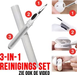 Allernieuwste Apple Airpods Schoonmaakset 3-in-1 Pen - Air Pod Oordopjes Reinigen Schoonmaken - Airpod Reinigingset - Oortjes Ontsmetten - Wit — thumbnail 1