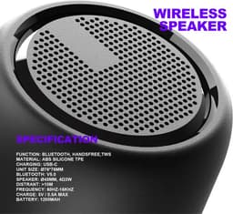 Set van Mini Waterdicht Wireless Bluetooth Speaker Dubbele Draadloze Luidspreker F11 Waterdicht & TWS-stereokoppeling & Subwoofer & Spraakoproepfunctie & Type-C Snelladen, Waterproof Wireless Speaker 24 Uur accu Verjaardag-Cadeau-Muziek — thumbnail 3