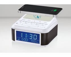 SILVERCREST Bluetooth-wekkerradio wit - qi charger - Dubbel alarm – radio of DAB+ beltoon | Externe FM-antenne