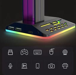 Nivard Headset Standaard - Koptelefoon Hanger - Houder - Stand - Gaming - RGB Licht — thumbnail 2