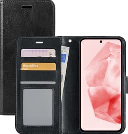 Hoesje - Met Pasjeshouder - Geschikt voor Samsung Galaxy A35 - Luxe Bookcase Portemonee - Flip Case - Kunstleer Book Case - Flipcase - Book Cover - Walletcase - Portemonneehoes - Zwart — thumbnail 1