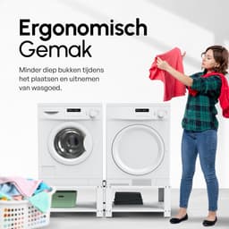 Bodo® - Wasmachine Verhoger - Dubbel - Kast - Ombouw met Plank - Wit - 127x54x31cm — thumbnail 4