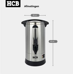 HCB® - Professionele Horeca Percolator - 5,3 liter - 35 kopjes - 230V - RVS / INOX Perculator - Elektrisch koffiezetapparaat - Volautomatische koffiemachine - 30x30x43 cm (DxBxH) - 2.40 kg - 1345 — thumbnail 4
