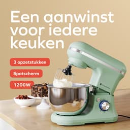 KitchenBrothers 1200W Keukenmachine - Keukenrobot - 5L - Mixer met Mengkom - BPA-vrij Keukenmixer - Pastelgroen — thumbnail 3