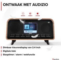 DAB radio - Audizio Desio - Retro radio - DAB, DAB+ en FM - Radio met Bluetooth - Houtlook licht — thumbnail 5