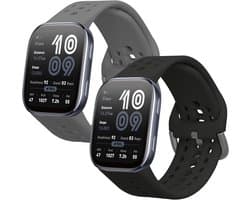 kwmobile horlogebandje geschikt voor 22mm Amazfit Bip 6 / Bip 5 Unity / Bip 5 / GTS 3 / Balance 2 / Helio Strap polsband - Smartwatch bandje van TPU - Activity tracker horloge band in zwart / donkergrijs