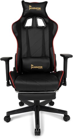 Gladiator Esports Ergonomische Gamestoel met 160° kantelfunctie - Zwarte Gamingstoel met 3D Verstelbare Armleuningen & Voetensteun - Gaming Chair met Rug- en Hoofdkussen - Tot 130kg — thumbnail 3