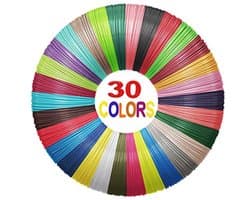 3D-Pen Filament 1,75 mm - PLA, 30 Kleuren, 90 m voor 3D-Pennen en 3D-Printers