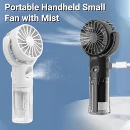 Draagbare handventilator met waternevelspray en USB-oplading - 4 snelheden - Compacte mini-ventilator voor reizen en buiten — thumbnail 2
