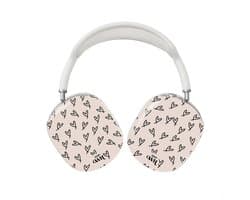 xoxo Wildhearts hoesje geschikt voor AirPods Max (2) - All Yours - Glossy - Ook als telefoonhoesje verkrijgbaar - schokbestendige case - koptelefoon hoesje - Glimmend - Beschermhoes met hartjesprint - hartjes - Beige - Zwart