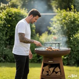 ASH - Horizon - Cortenstaal - Buitenkoken - Plancha Bakken - Plancha BBQ - Buitenkeuken - Met houtopslag - Roest - Vuurschaal met kookopties — thumbnail 4