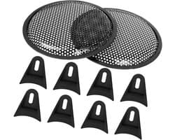 Jhubers Goods - Luidsprekerafdekking Grill - Speaker Bescherming - Compatibel met - Geluidskwaliteit - Zwart - Hoogwaardig Materiaal - Duurzaam - Geschikt voor Audioapparatuur - Universele Pasvorm - 2 Stuks - 8 Inch - Artikelvervanging