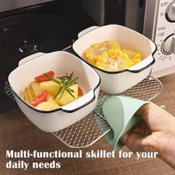 Set van 4 Kleine Keramische Ovenschalen voor Airfryer en Oven - 400 ml, Vierkante Bakvormen — thumbnail 6