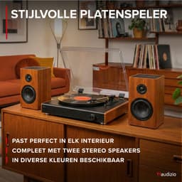 Platenspeler Bluetooth - Audizio RP337W - LP speler - Draadloze Bluetooth speakers - Voor alle plaatformaten - Houtlook — thumbnail 2