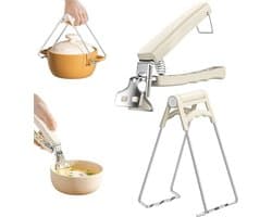 Verbeterde set van 2 grijptangetjes/houders voor het verplaatsen van hete schalen, kommen, pizzapannen, airfryers en magnetrons (wit)