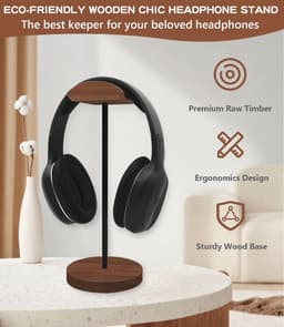 Hoofdtelefoonhouder voor Bureau - Houten en Metalen Gaming Stand voor Headsets — thumbnail 2