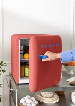 CREATE - Koelkast in retrostijl - Terracotta - Handvat Kobaltblauw - FRIDGE RETRO 48L — thumbnail 6