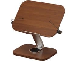 Boekenstandaard Verstelbaar 360° – Leesstandaard voor Boeken, Tablet & Laptop – Ergonomische Boekhouder Bureau, Bed & Keuken – Kookboekhouder – Walnoothoutkleur