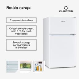 Klarstein Koelkast Big Daddy - met vriesvak, koel-vriescombinatie, stille koelkast, LED, 87 liter: 61 liter koelgedeelte en 26 liter vriesgedeelte, wit - Vrijstaand - Compact - Mini Fridge - Compact Koelkast - Kleine Koelkast — thumbnail 7