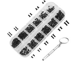 240-delige schroefset voor laptop - universeel - M2 - M2.5 - M3 in zwart - inclusief opbergdoos - kleine zwarte schroeven voor laptop en harde schijf reparatie schroeven