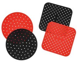 Herbruikbare siliconen matten voor airfryer, set van 4, 7,5 inch (ca. 19 cm), rond/vierkant, antiaanbak, BPA-vrij, herbruikbaar, accessoires voor airfryer