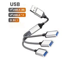 2-in-1 3-in-1 USB-kabelsplitter Geschikt voor iPhone 15, compatibel met MacBook, iPad Pro Air, Surface Go en pc-laptops.