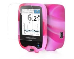 Beschermhoes voor Freestyle Libre 1/2 - Siliconen, Krasbestendig en Ultra Resistente Bescherming in Roze/Wit