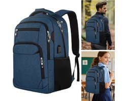 OKWISH Reistassen - Rugzak, Laptop Rugzak, Travel Rugzak, Grote Capaciteit Rugzak, Lichtgewicht Grote Capaciteit Rugtas, 18 Inch Rugzak, Backpack Voor Werk En Reizen, Met Veel Vakken, Blauw, Oxford-Stof