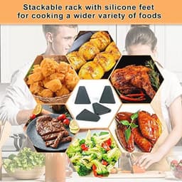 Air Fryer Stacking Rack Accessoires met Silicone Voetjes - Voor Ronde en Vierkante Racks — thumbnail 5