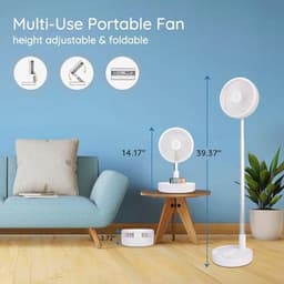 Draagbare 7,7 inch staande ventilator met afstandsbediening en stille werking, oplaadbare batterij en opvouwbaar ontwerp voor slaapkamer en kantoor — thumbnail 4