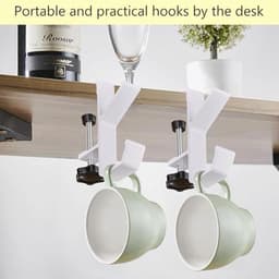 Verstelbare Tassenhouder voor Tafel - 2 Stuks Multifunctionele Zakhaak en Hoofdtelefoonhouder — thumbnail 5