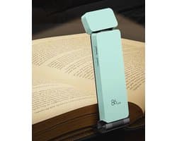 86lux Leeslamp, oplaadbare boekenlamp om te lezen in bed, ultralichte led-klemlamp met 3 barnsteenkleuren en traploos dimmen, voor nachtlezen voor boekenliefhebbers, kinderen, lichtblauw