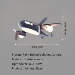 Moderne Dimbaar LED Plafondlamp Kinderkamer Vliegtuig 48W - Wit/Warm/Koud Licht - Ø60cm of Ø70cm — thumbnail 3