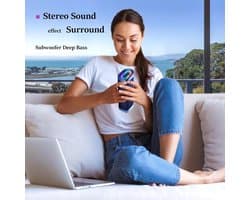 Draagbare Bluetooth Speaker met Kleurrijke LED Verlichting, IPX6 Waterdicht