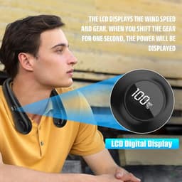 Draagbare Nekventilator Zwart - USB Oplaadbaar met LCD Display - Opvouwbare Persoonlijke Ventilator voor Buiten en Binnen — thumbnail 1