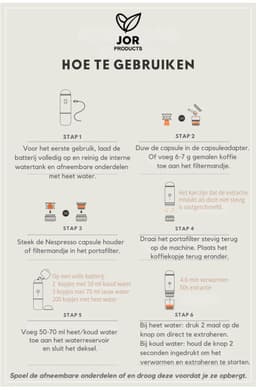 JOR Products® Draagbare Espresso Maker - Koffiebonen - Koffiemachine - Nespresso - Espressomachine - Reizen - Camping - Travel - Barista — thumbnail 5