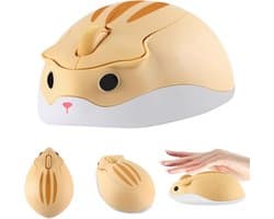 Hamster Silent draadloze muis, draadloze computermuis voor kleine dieren, 1200 DPI kindermuis, draagbare minimuis, geschikt voor computers en laptops, kan worden gebruikt voor gamen, kantoorwerk, studeren en reizen, geel