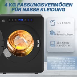 HOMCOM Wasdroger Roestvrij staal, ABS 49L x 43B x 61H cm Zwart — thumbnail 5