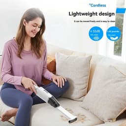 Draadloze Handstofzuiger – Krachtige Zuigkracht 6000Pa – Oplaadbare Mini Stofzuiger – Voor Auto, Huis en Meubels – Wit — thumbnail 5