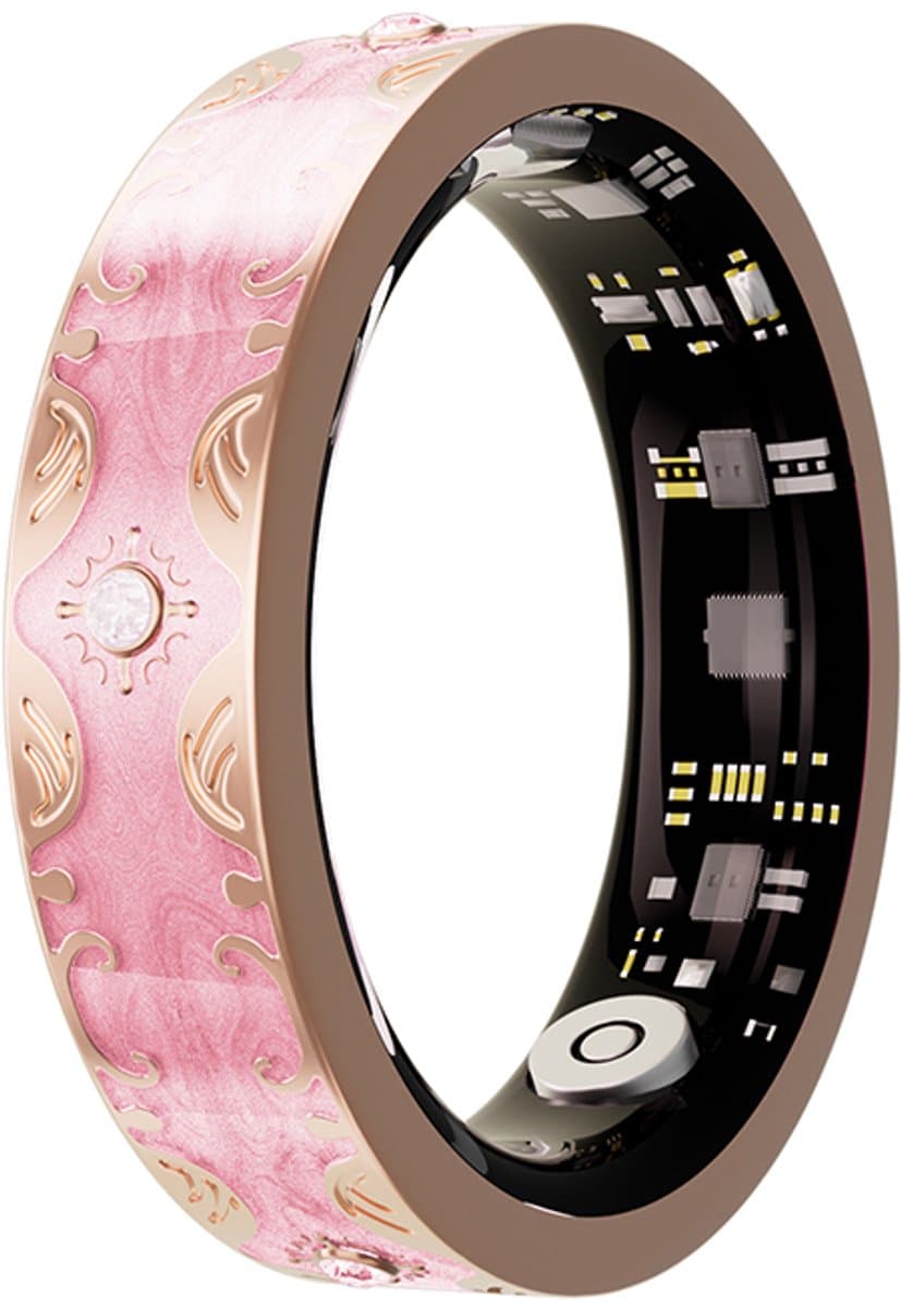 WizBay Premium Select® Bohemian Smart Ring - Cherry Blossom Pink - Hartslag, Slaap en Zuurstofmeting - Activiteitstracker - Maat 7 — afbeelding 1