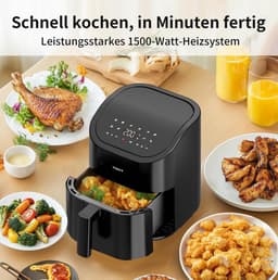 Compacte Airfryer met 10 Programma's - 4.5 Liter en 1500W Vermogen — thumbnail 3