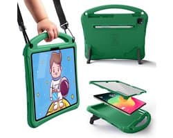 Kindvriendelijke iPad Pro 12.9 Hoes met Schouderriem en Standaard - Schokbestendig EVA - Mintgroen