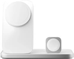 Nomad Stand One Max MagSafe Qi2.2 draadloze oplader – Ondersteunt opladen tot 25W – Inclusief Apple Watch snellader – Uitgerust met Qi laadplek voor AirPods en koptelefoons - Grijs