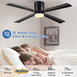 Plafondventilator met Licht en Afstandsbediening - 122cm Stille 4 Blade Ventilator voor Slaapkamer en Woonkamer — thumbnail 4