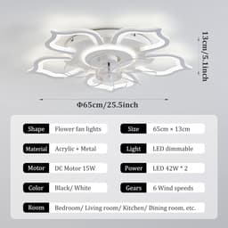 Grote Plafondventilator 80CM met Dimbaar LED Licht en Afstandsbediening - Stille Motor, Zomer/Winter Stand — thumbnail 5