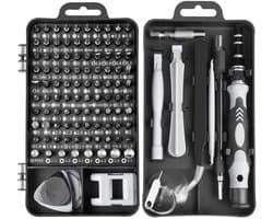 Gigicial Precisieschroevendraaierset - Reparatieset voor elektronica - Geschikt voor laptops, iPhones en spelconsoles, inclusief antistatisch gereedschap - 117 stuks - Geschikt voor doe-het-zelfklussen / Grijs