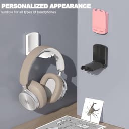 Opvouwbare Universele Hoofdtelefoonhouder - Zelfklevende Haak voor Bureau, Muur of Kast - Zacht Siliconen — thumbnail 5
