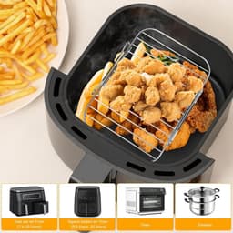 2 stuks grillrooster voor heteluchtfriteuse accessoires Stapelbaar, #304 roestvrij staal Airfryer grillrooster heteluchtfriteuse rooster, Airfryer accessoires voor Dual Zone 7,6L–10,4L, voor Ninja — thumbnail 2