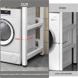 Wastorenkast voor Wasmachine en Droger - 3 Hoogtes Verstelbaar - Extra Sterke Metalen Onderbouw - Wit — thumbnail 2